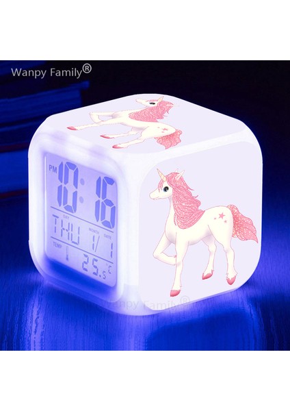 Çoklu Çok Güzel Unicorn Alarm Saati Çocuk Odası 7 Renk Değiştiren Aydınlık Dijital Saat Çok Işlevli Masa Saati Çocuk Için Doğum Günü Hediyesi (Yurt Dışından)