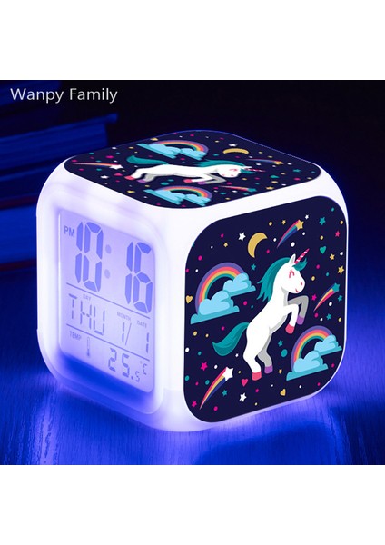 Çoklu Çok Güzel Unicorn Alarm Saati Çocuk Odası 7 Renk Değiştiren Aydınlık Dijital Saat Çok Işlevli Masa Saati Çocuk Için Doğum Günü Hediyesi (Yurt Dışından)