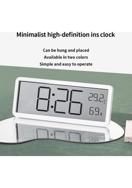Beyaz Yeni Dijital Duvar Saati Büyük Çalar Saat 12/24 Saat Ekran LED Yatak Odası Alarm Saatleri Sıcaklık Nem Monitörü Oturma Odası Deco (Yurt Dışından) fırsatları