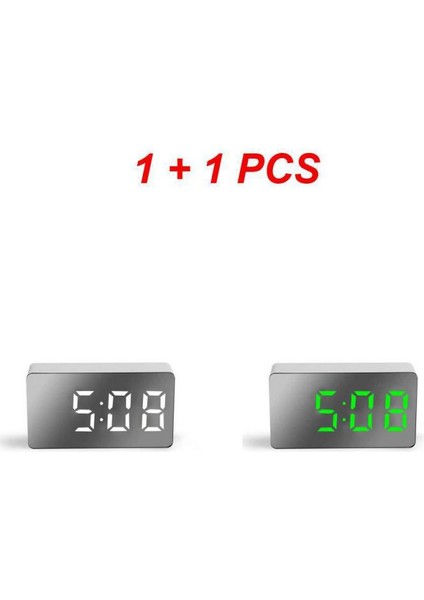 Mix A 2 Adet 1 ~ 5 Adet Aynalı Masa Saati Dijital USB Alarm Erteleme Ekran Süresi Gece LED Işık Masa Masaüstü Ev Dekor Çocuklar Için Hediyeler (Yurt Dışından)