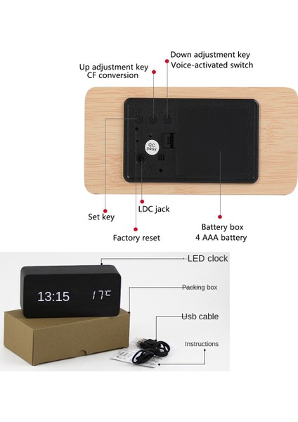 Nz-Sjx-Bs Modern Ahşap LED Akıllı Alarm Saatler Yatak Odası Başucu Masa Kare Ses Kontrolü Masaüstü Dijital Saat Odası Için (Yurt Dışından)