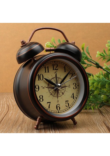11-3 Inç Vintage Gece Işığı Çalar Saat Avrupa Retro Metal Çalar Saat Başucu Dilsiz Iğne Masa Saati Yatak Zil Çanı Alır (Yurt Dışından)