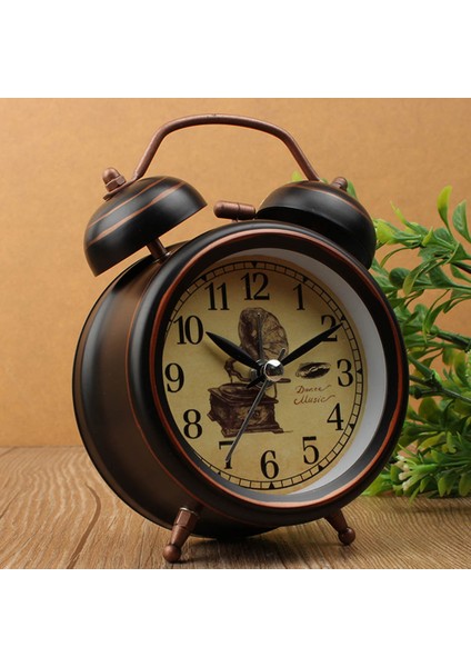 11-3 Inç Vintage Gece Işığı Çalar Saat Avrupa Retro Metal Çalar Saat Başucu Dilsiz Iğne Masa Saati Yatak Zil Çanı Alır (Yurt Dışından)