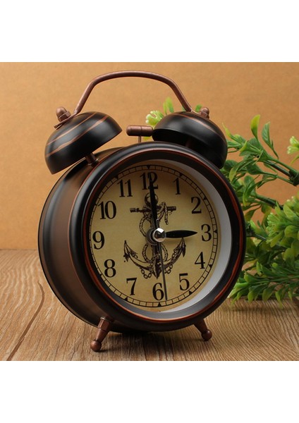 11-3 Inç Vintage Gece Işığı Çalar Saat Avrupa Retro Metal Çalar Saat Başucu Dilsiz Iğne Masa Saati Yatak Zil Çanı Alır (Yurt Dışından)
