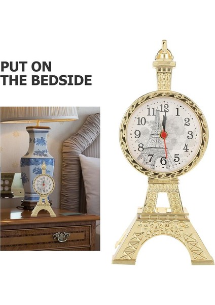 Altın Masa Çalar Saat Eyfel Kulesi Başucu Saat Masa Üstü Vintage Tarzı Çalar Saat Masaüstü Oturma Odası Başucu Masası Dekorasyon (Yurt Dışından) modelleri