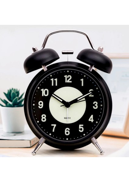 3 Inç Yeşil Sessiz Tik Takmayan Analog Kuvars 4 Inç Pil ile Çalışan Çift Zil Yüksek Sesli Çalar Saat Arka Aydınlatmalı Yatak Odası Saati Dijital (Yurt Dışından)