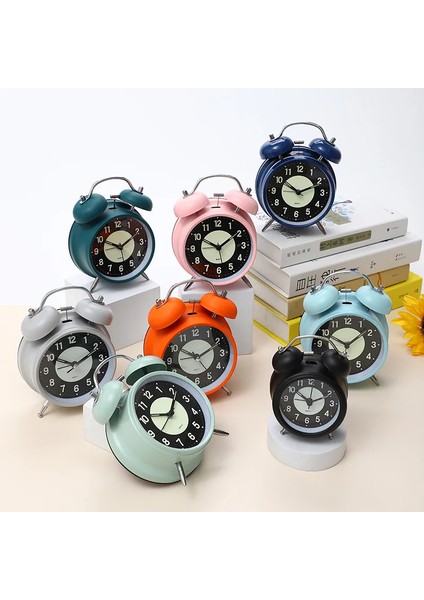 3 Inç Yeşil Sessiz Tik Takmayan Analog Kuvars 4 Inç Pil ile Çalışan Çift Zil Yüksek Sesli Çalar Saat Arka Aydınlatmalı Yatak Odası Saati Dijital (Yurt Dışından)
