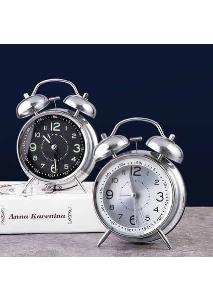 Siyah 2024 Yeni Yüksek Sesli Alarm Saati Ağır Uyuyanlar Yetişkinler Retro Sessiz Kuvars Arka Aydınlatmalı Çift Zilli Analog Çocuk Alarm Saatleri (Yurt Dışından)