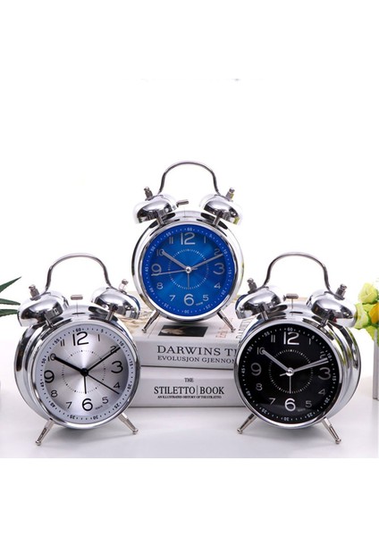 Siyah 2024 Yeni Yüksek Sesli Alarm Saati Ağır Uyuyanlar Yetişkinler Retro Sessiz Kuvars Arka Aydınlatmalı Çift Zilli Analog Çocuk Alarm Saatleri (Yurt Dışından)