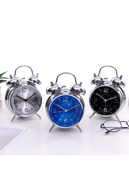 Siyah 2024 Yeni Yüksek Sesli Alarm Saati Ağır Uyuyanlar Yetişkinler Retro Sessiz Kuvars Arka Aydınlatmalı Çift Zilli Analog Çocuk Alarm Saatleri (Yurt Dışından)