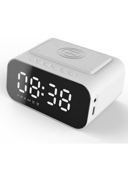 A2 Dijital Alarmlı Saat Saat Bluetooth Hoparlör Fm Radyo Kablosuz Şarj Cihazı Telefon Şarj Pedi USB Hızlı Şarj Cihazı Masa Saati (Yurt Dışından)