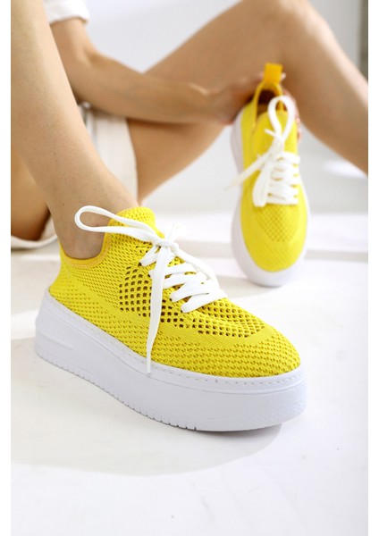 Bonitto Limon Triko Streç Kalın Tabanlı Sneakers