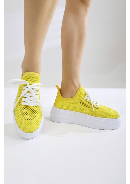 Bonitto Limon Triko Streç Kalın Tabanlı Sneakers