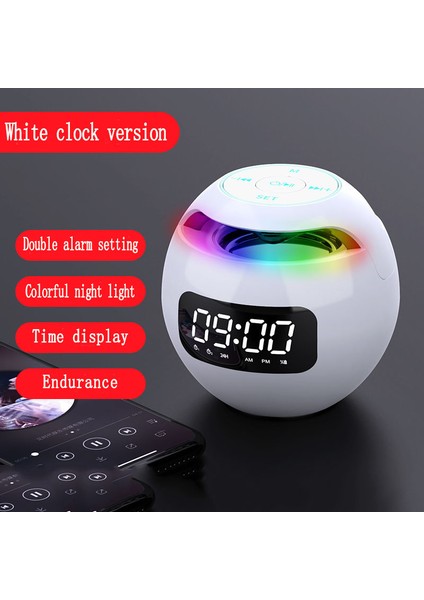 Pembe Dijital LED Çalar Saat Tf/fm Radyo Bluetooth Hoparlör Yuvarlak Başucu Gece Lambası Renkli Işık Müzik Çalar Ev Masa Saati (Yurt Dışından) fiyatları