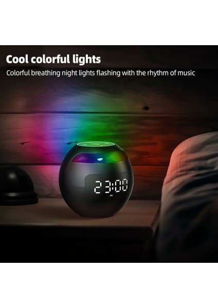 Pembe Dijital LED Çalar Saat Tf/fm Radyo Bluetooth Hoparlör Yuvarlak Başucu Gece Lambası Renkli Işık Müzik Çalar Ev Masa Saati (Yurt Dışından) indirimleri