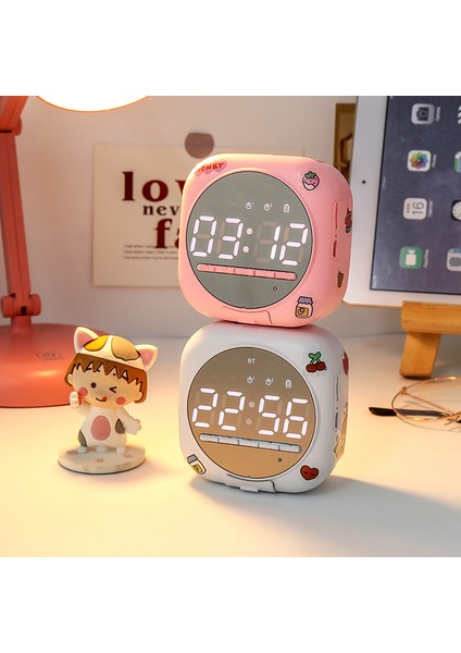 Premium Beyaz Kawaii Saat Bluetooth Hoparlör, Kablosuz Stereo, Öğrenci Mini Erteleme Alarmı, Masaüstü Süslemesi, Kız Kalp Taşınabilir Subwoofer (Yurt Dışından) modelleri