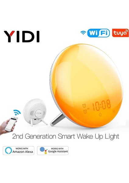 Pilli Saat Wifi Akıllı Uyandırma Işığı Iş Günü Saati Gün Doğumu Gün Batımı Simülasyonu 4 Alarm Alexa Google Home Tuya Uygulaması ile Çalışır Uzaktan Kumanda (Yurt Dışından) fiyatları