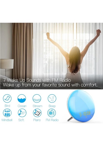Pilli Saat Wifi Akıllı Uyandırma Işığı Iş Günü Saati Gün Doğumu Gün Batımı Simülasyonu 4 Alarm Alexa Google Home Tuya Uygulaması ile Çalışır Uzaktan Kumanda (Yurt Dışından) fırsatları