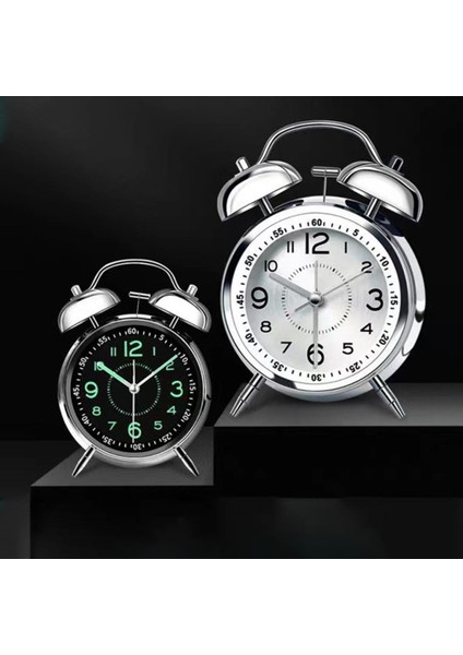 Gümüş Çalar Saat Vintage Sessiz Retro E N E N E N E N E N E N E N E N E N E Çan Çalar Saat Yüksek Sesle Zil Saati Işık ile Şarj Edilebilir Başucu Dekor Hediye Çocuklar Için (Yurt Dışından)
