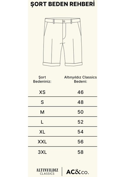 AC&Co / Altınyıldız Classics Erkek Taş Slim Fit Dar Kesim Armürlü %100 Pamuk Casual Chino Şort