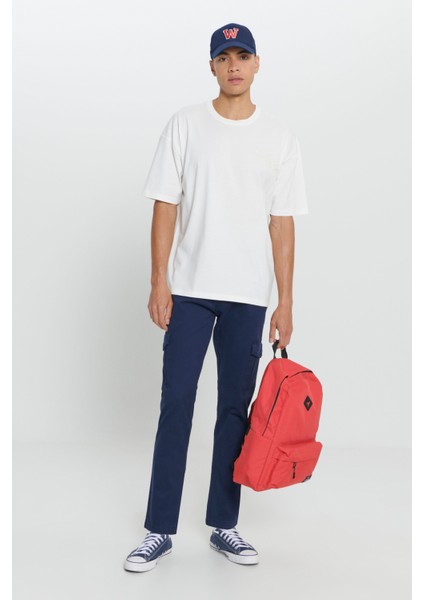 Erkek Lacivert Ekstra Slim Fit Dar Kesim Kargo Cepli Pamuklu Esnek Pantolon