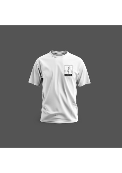 Tişört, Kısa Kollu Yan Küçük Filistin Posta Yazılı Dijital Baskılı Pamuk Rahat T-Shirt