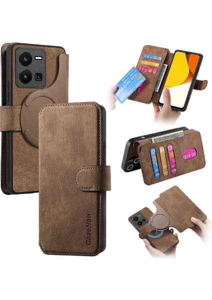Vıvo Y35 4g Kart Standı Için Flip Case Retro Mıknatıs Koruyucu Malzeme Cüzdan (Yurt Dışından)