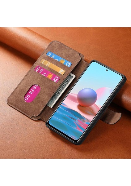Xiaomi Redmi Not 10 Için Flip Case 4g Cüzdan Kart Standı Mıknatıs Koruyucu (Yurt Dışından)