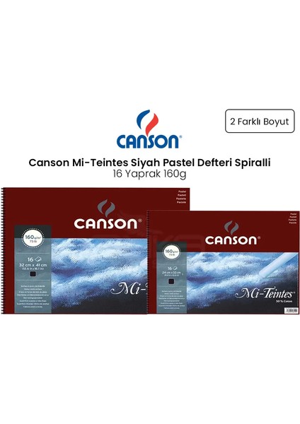 Mi-Teintes Siyah Pastel Defteri Spiralli 16 Yaprak 160G