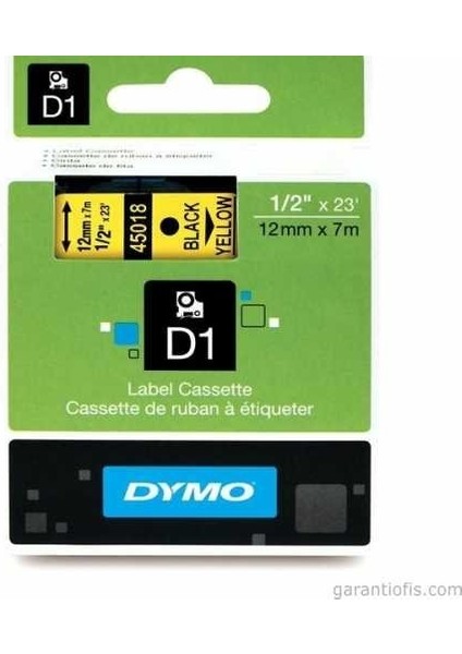 D1 Sarı/siyah Yedek Şerit 12MM x 7mt (45018)