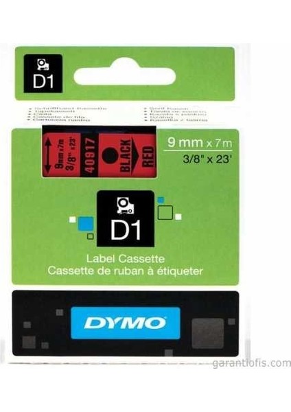 D1 Kırmızı/siyah Yedek Şerit 9mm x 7mt (40917)