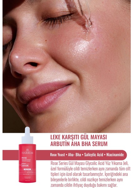Rose Series Leke Karşıtı Gül Mayası Arbutin Aha Bha Serum 30 ml modelleri