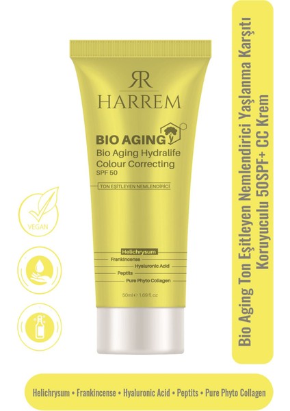 Bio Aging Ton Eşitleyen Nemlendiricili Yaşlanma Önleyici Yüksek Koruyuculu 50+ Spf cc Krem 50 ml