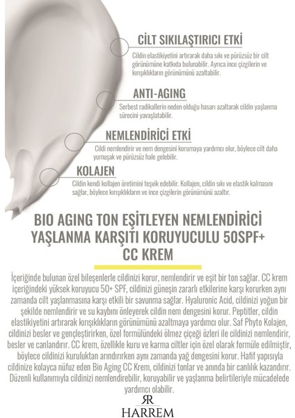 Bio Aging Ton Eşitleyen Nemlendiricili Yaşlanma Önleyici Yüksek Koruyuculu 50+ Spf cc Krem 50 ml