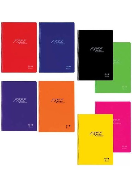 Defter A5 Spiralli Pp Kapak 80 Yaprak Free Düz