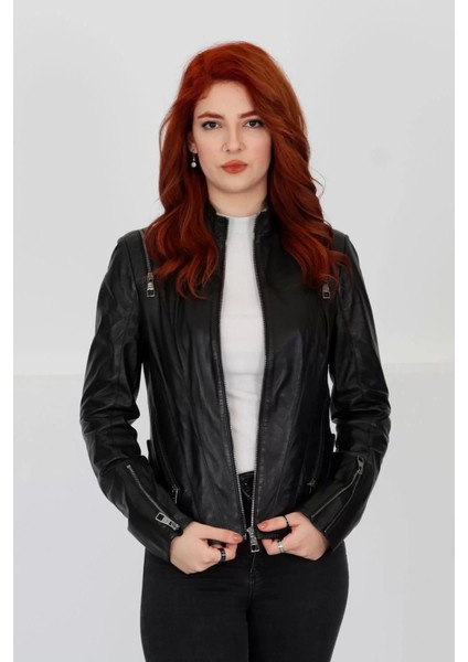 Kadın Deri Mont Fit Hakim Yaka 102822