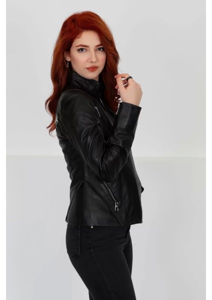Kadın Deri Mont Fit Hakim Yaka 102822