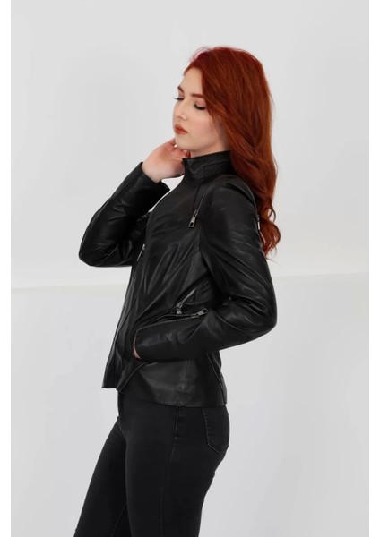 Kadın Deri Mont Fit Hakim Yaka 102822