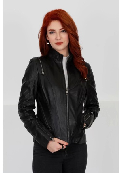 Kadın Deri Mont Fit Hakim Yaka 102822