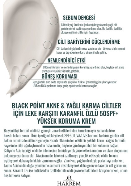 Akneli&yağlı Ciltler Leke Karşıtı Yüksek Koruyucu Yağsız SPF50 Uva/uvb Güneş Kremi 50 ml Black P.int