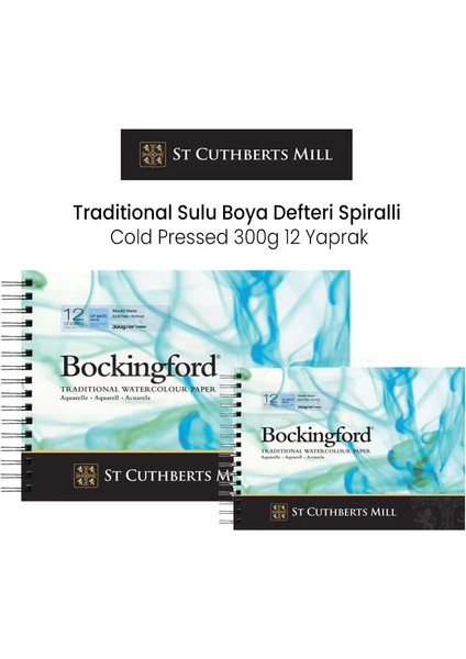 Traditional Sulu Boya Defteri Spiralli Cold Pressed 300G 12 Yaprak