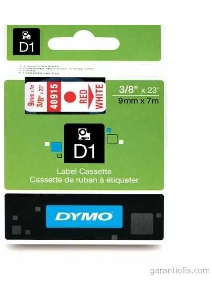 D1 Beyaz/kırmızı Yedek Şerit 9mm x 7mt (40915)