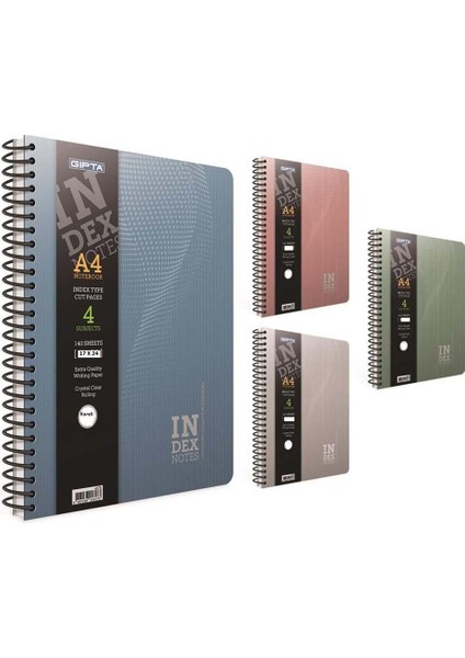 Index Notes 17X24CM Spiralli Sert Kapak Defter 140YP Kareli 4626