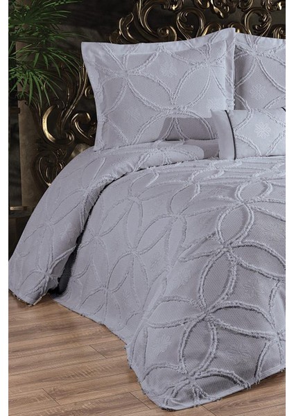 Zehra Pamuklu Çift Kişilik Yatak Örtüsü Gri