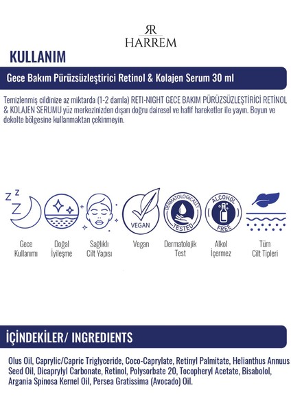 Reti-Night Serum Yaşlanma Karşıtı Dolgunlaştırıcı Retinol & Kolajen Serum 30 ml fırsatları