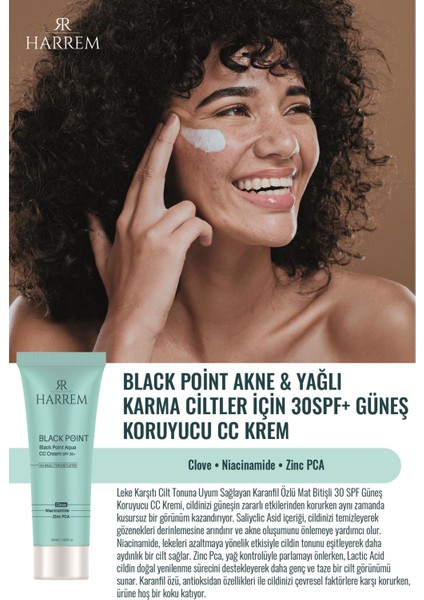 Akneli & Yağlı Karma Ciltler Için 30SPF Güneş Koruyucu cc Krem Black P.int 50ML modelleri