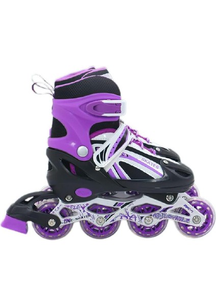 Mor Ayarlanabilir 2+1 Işıklı Aliminyum Gövde Alıştırma Pateni Çanta Hediyeli Işıklı Paten modelleri