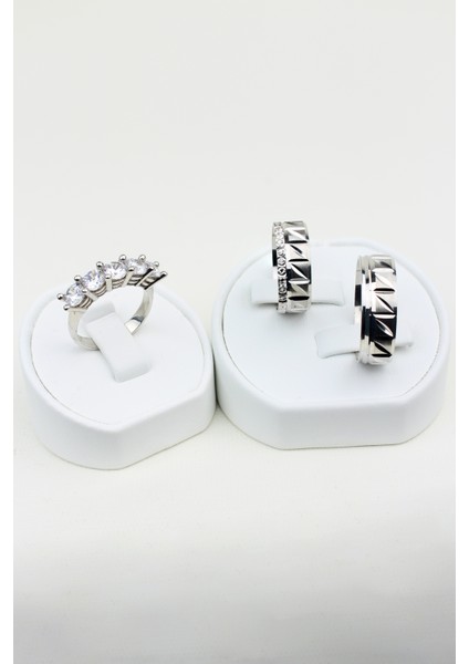 Düz Brose Çentik Desenli 925 Ayar Gümüş Alyans, Nişan ve Söz Yüzüğü