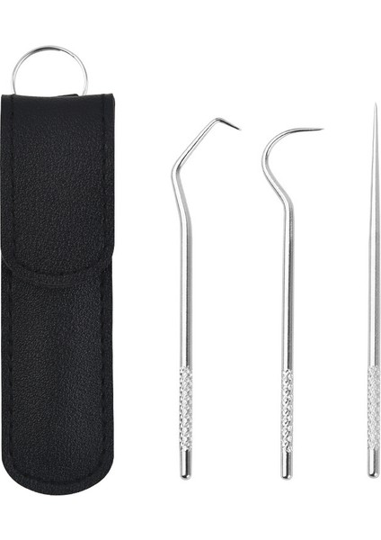 Mavi Stil 3 Parça Diş Çubuğu Seti Paslanmaz Çelik Diş Fırçası Metal Diş Ipi Yeniden Kullanılabilir Diş Çubuğu Taşınabilir Saklama Çantası ile Diş Temizleme Aracı (Yurt Dışından)