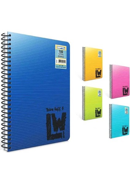 Lw Spiralli Plastik Kapak Kareli Defter A4 80 Yaprak